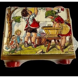 VINTAGE MARIE FISCHEROVA KVECHOVA WOOD BLOCKS PICTURE PUZZLE MFK CZECHOSLOVAKIA